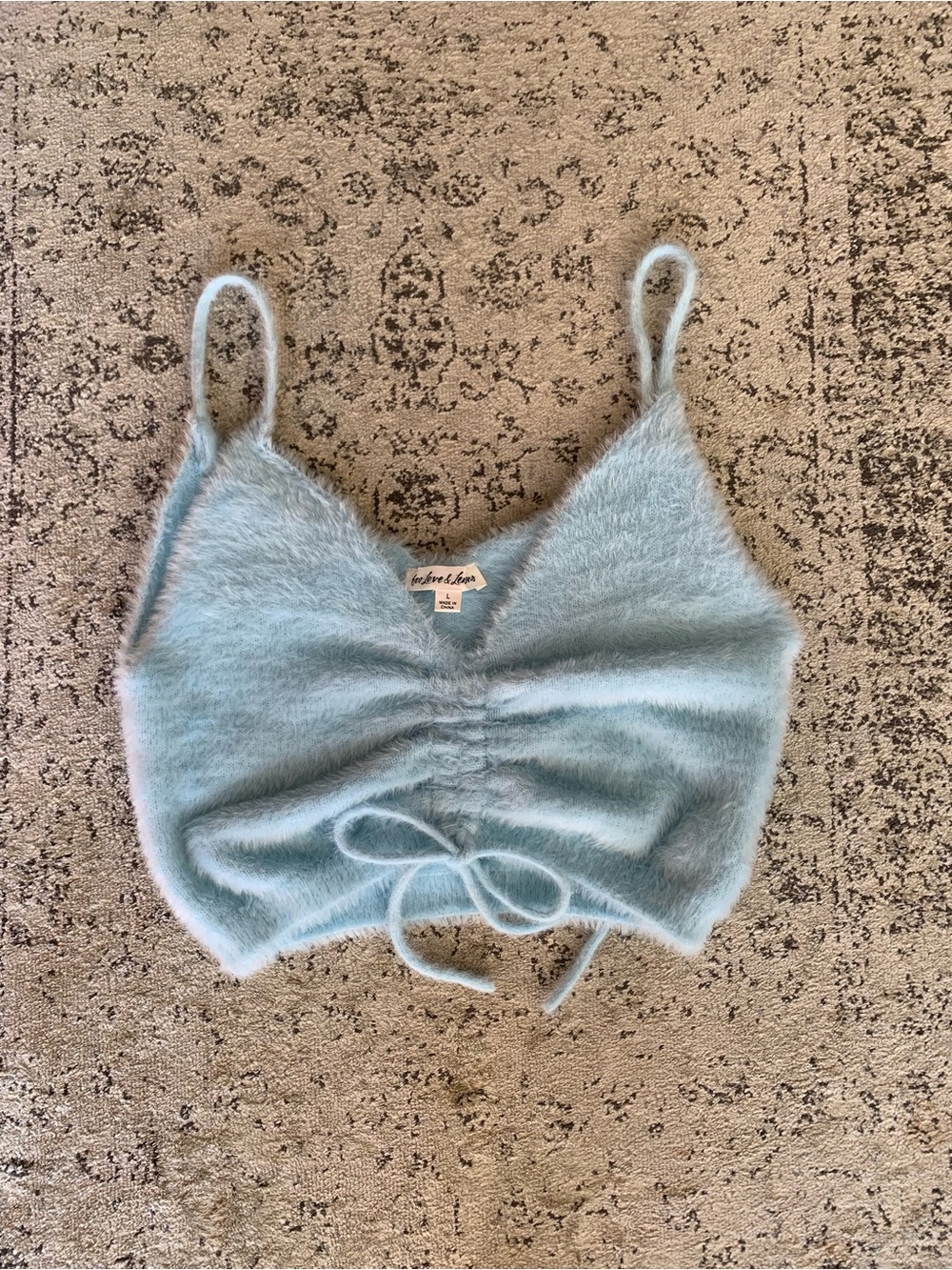 For Love & Lemons Light Blue Fuzzy Drawstring Camisole